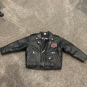 Harley Davidson Kids Biker Jacket Faux Leather Zippered Born to Ride Child Sz 6